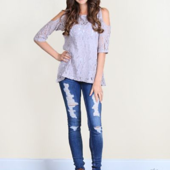 Cold Shoulder Lace Top - Picture 6 of 10